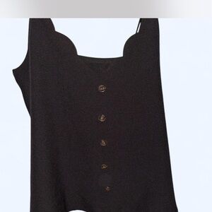 SHEIN Black Button-Up Tank Top